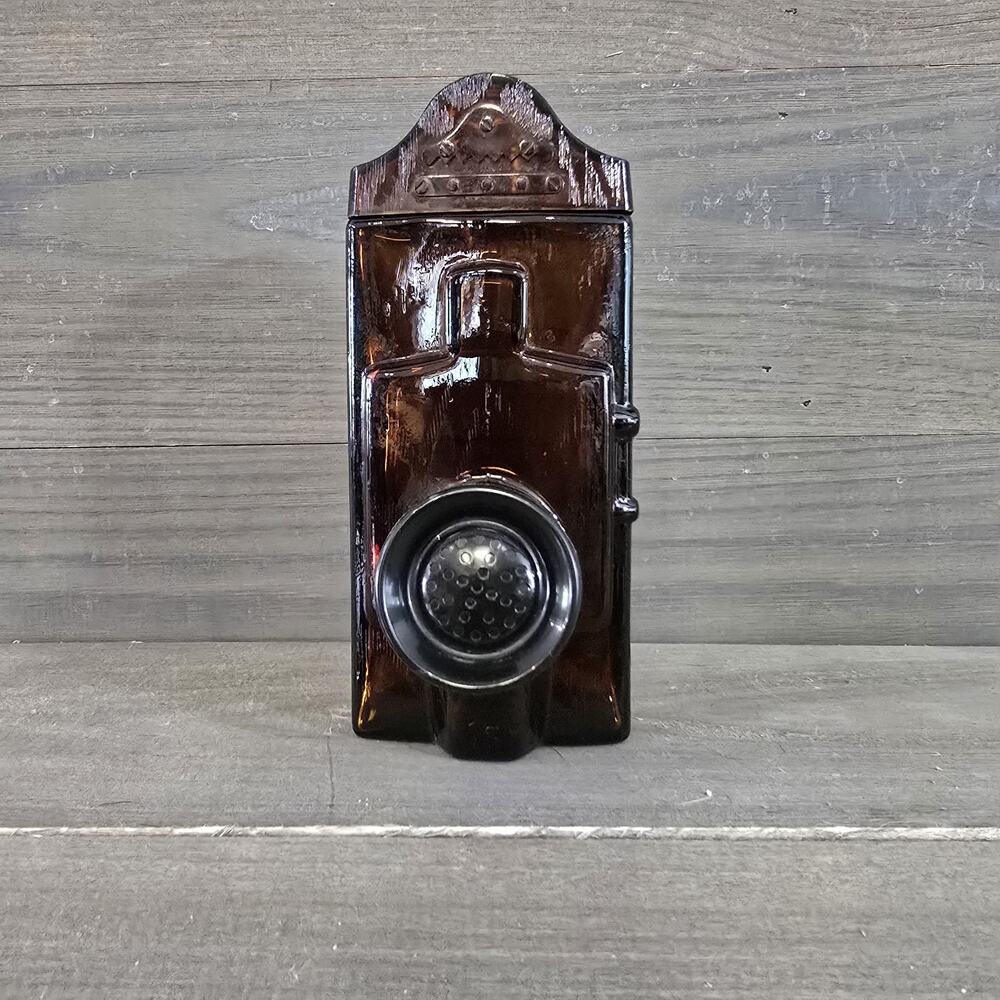 Vintage Avon Old Fashioned Phone After Shave Bottle Brown Glass Decanter Empty